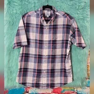 Croft & Barrow Men's Plaid Short Sleeve Button Down Top Size M